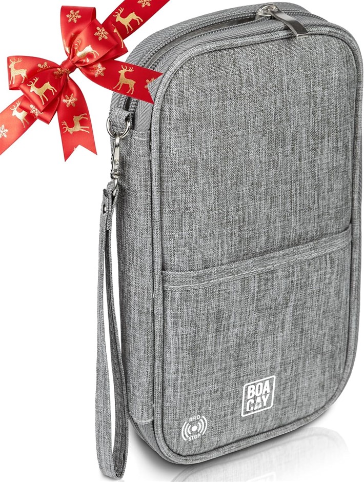 BOACAY Travel Document Organizer with RFID, Portable & Waterproof Case for