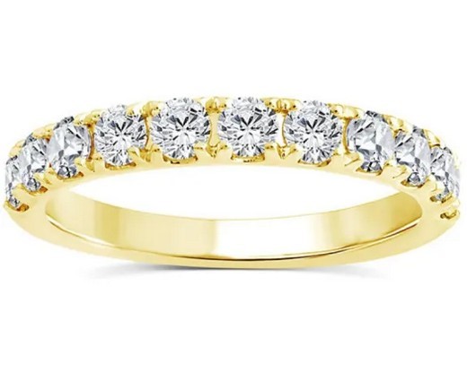 9K YELLOW GOLD 1.00ct F VS LAB DIAMOND CLAW SET BAND