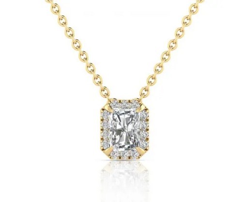9K YELLOW GOLD 0.55ct F VS LAB DIAMOND RADIANT NECKLACE 40-45cm