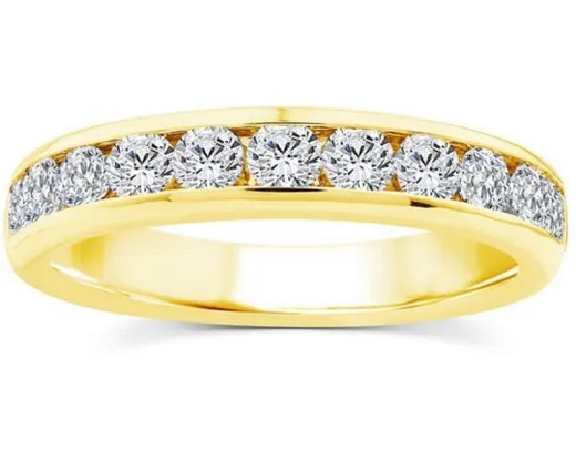 9K YELLOW GOLD 0.75ct F VS LAB DIAMOND CHANNEL SET BAND