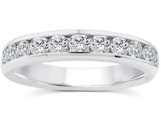 9K WHITE GOLD 1.00ct F VS LAB DIAMOND CHANNEL SET BAND