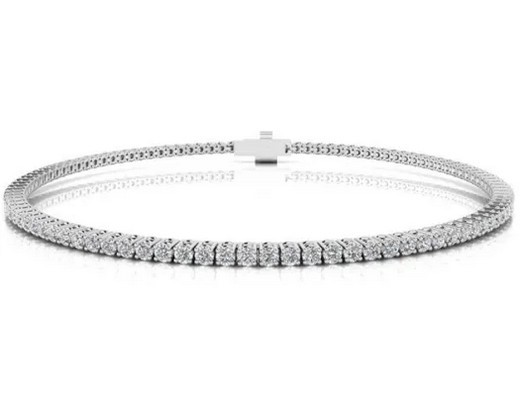 9K WHITE GOLD 1.00ct F VS LAB DIAMOND TENNIS BRACELET 18cm