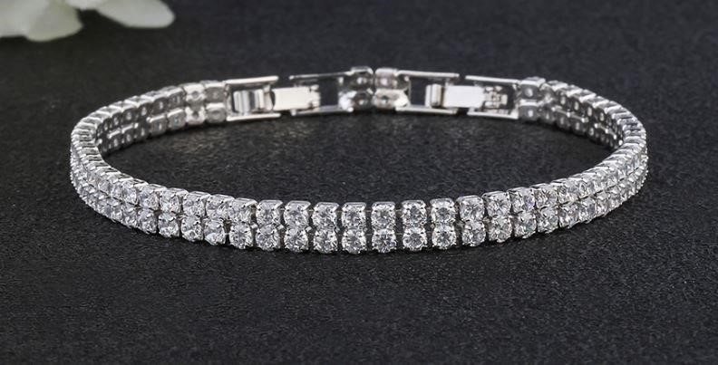 18k White Gold Filled Tennis Bracelet stamped(18K)-18cm