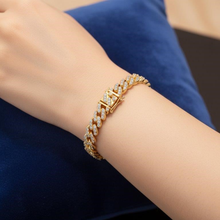 18k Yellow Gold Filled Cuban Bracelet stamped(18K)-19cm