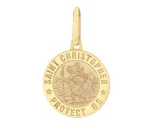 9K Yellow Gold ST CHRISTOPHER TRAVEL PENDANT