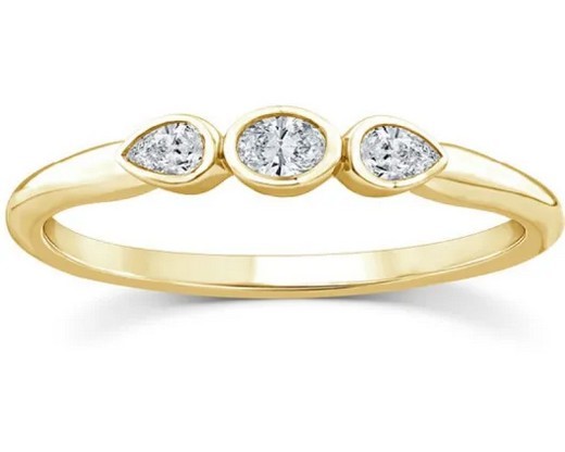 9K YELLOW GOLD 0.12ct F VS LAB DIAMOND TRIPLE BEZEL RING