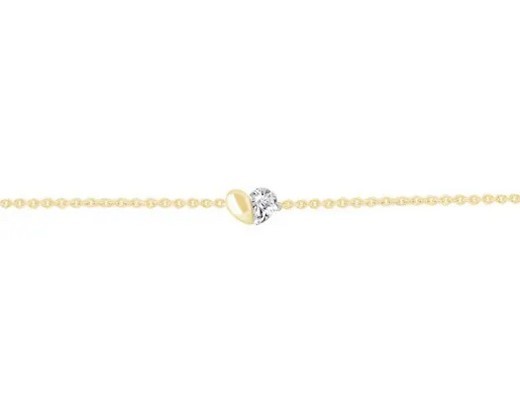 9K YELLOW GOLD 0.15ct F VS LAB DIAMOND PEAR HEART BRACELET 17+2cm