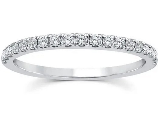 9K WHITE GOLD 0.25ct F VS LAB DIAMOND CLAW SET BAND