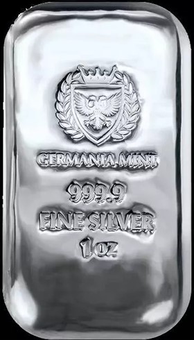 1-Oz Silver 999.9 Germania Mint Cast Bar