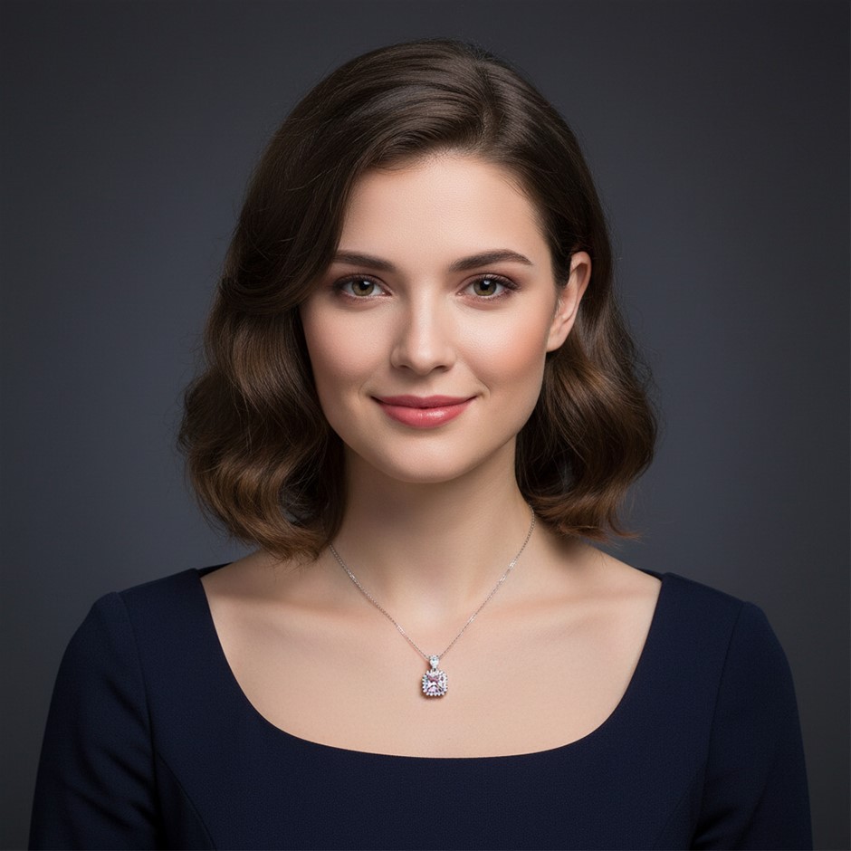 2.0ct GRA Moissanite Pink Princess Brilliant Cut Pendant(s925/Italy)