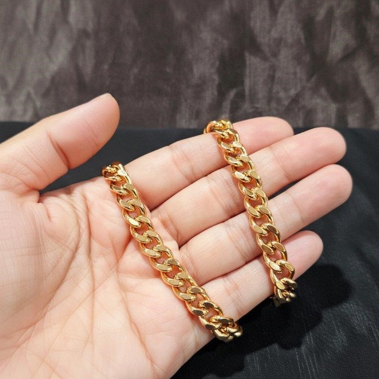 18k Italy Stamped Solid Heavy Rose Gold Filled Cuban Bracelet-19cm