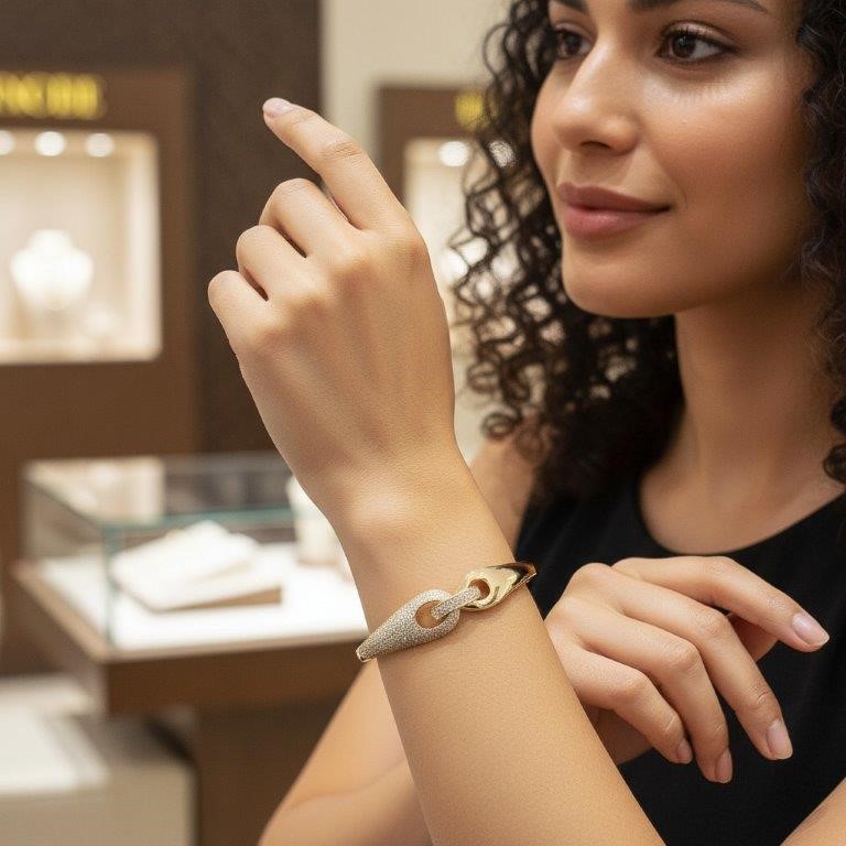 18K/ITALY Solid Gold Filled Bangle -(Stamped 18K/Italy)