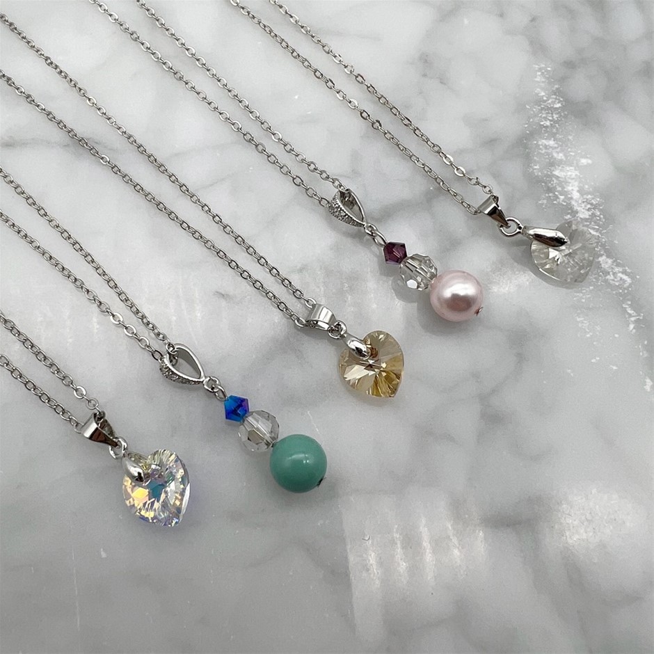 Swarovski® Austrian Crystal Pendant Necklaces - 5 Pcs