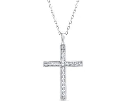 9K WHITE GOLD 1.00ct F VS LAB DIAMOND CROSS NECKLACE 40-45cm