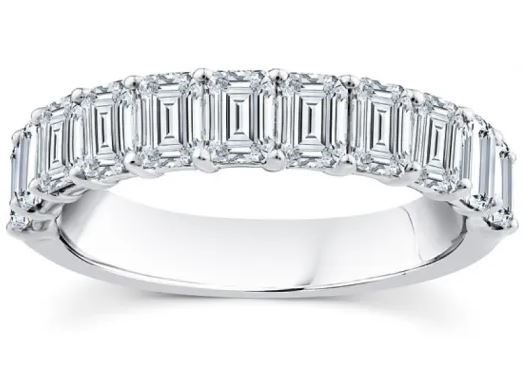 9K WHITE GOLD 1.00ct F VS LAB DIAMOND RADIANT ANNIVERSARY BAND