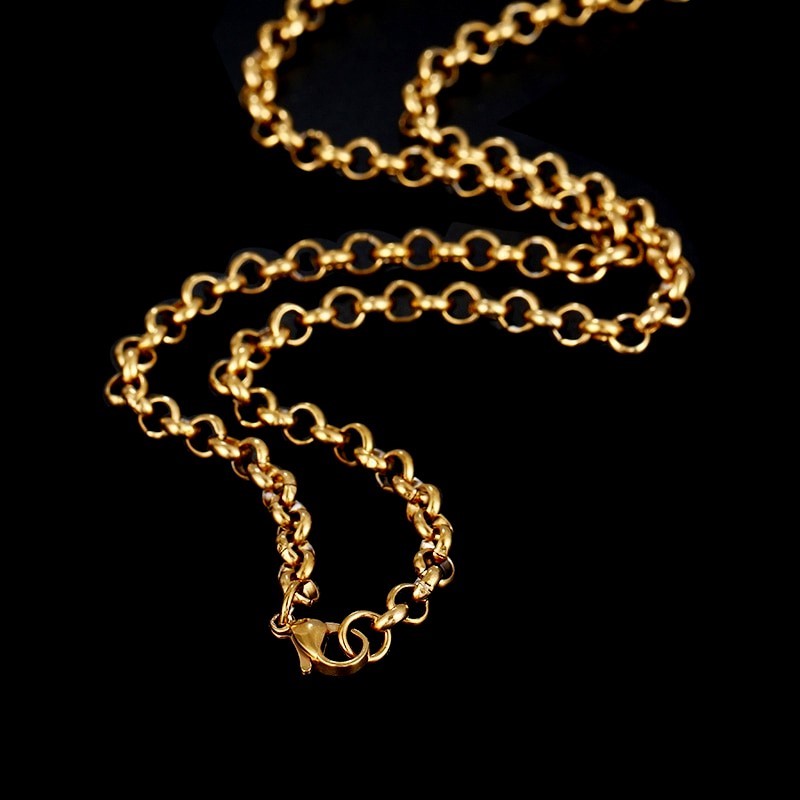 Stainless Steel 5mm Belcher Necklace in Yellow - 50cm