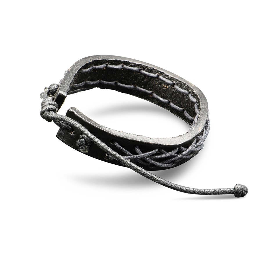 Classic Black Leather Unisex Bracelet