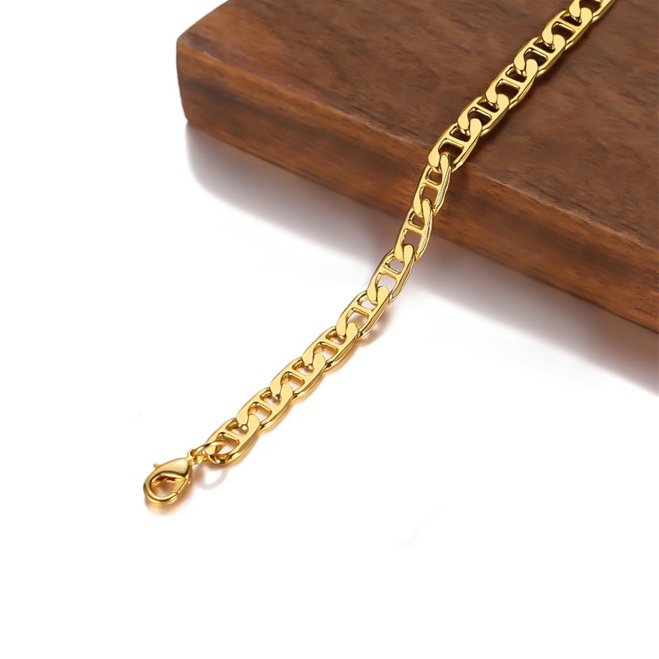 18ct Yellow Gold Plated Maritime Chain Bracelet - 7.5 inches