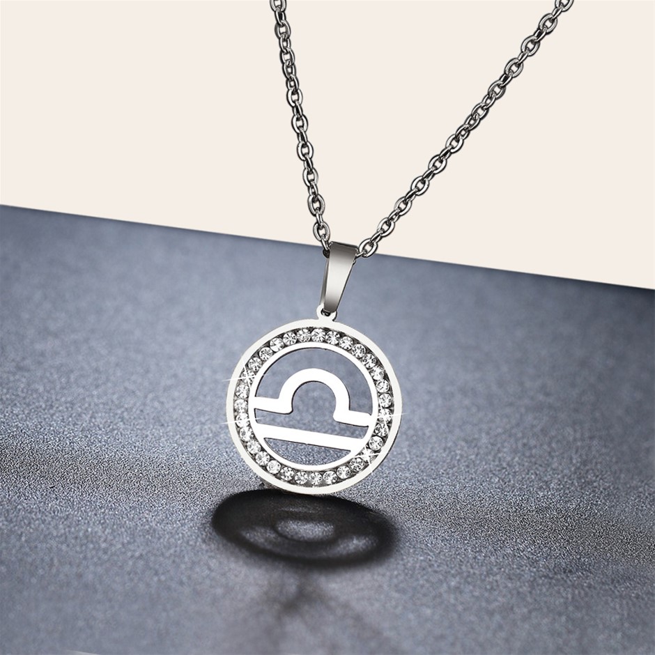 Simulated Diamond Zodiac Necklace - LIBRA