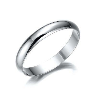 Rhodium Plated Men's Band Ring (4mm) - US Size 10