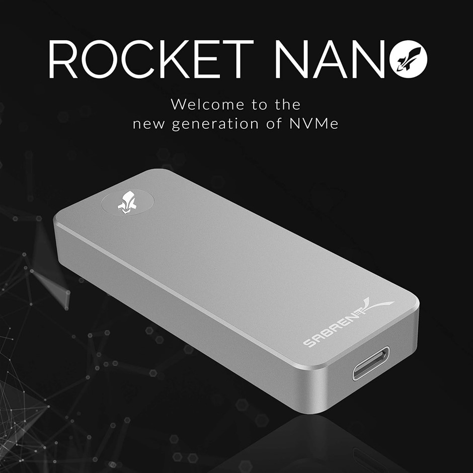 SABRENT Rocket Nano 2TB USB 3.2 10Gb/s External Aluminum SSD (Silver) (SB-2