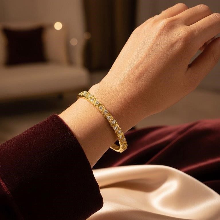 18KGold-filled/Italy Stamped Yellow Gold Filled Bangle -60MM