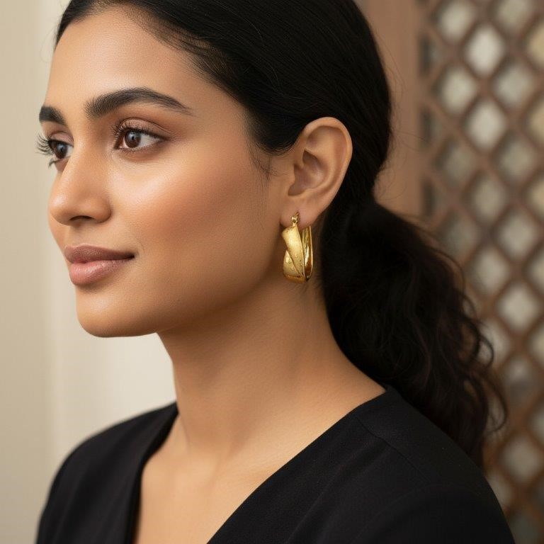 18KGold-filled/Italy Stamped Yellow Gold Filled  Earring & Simulated