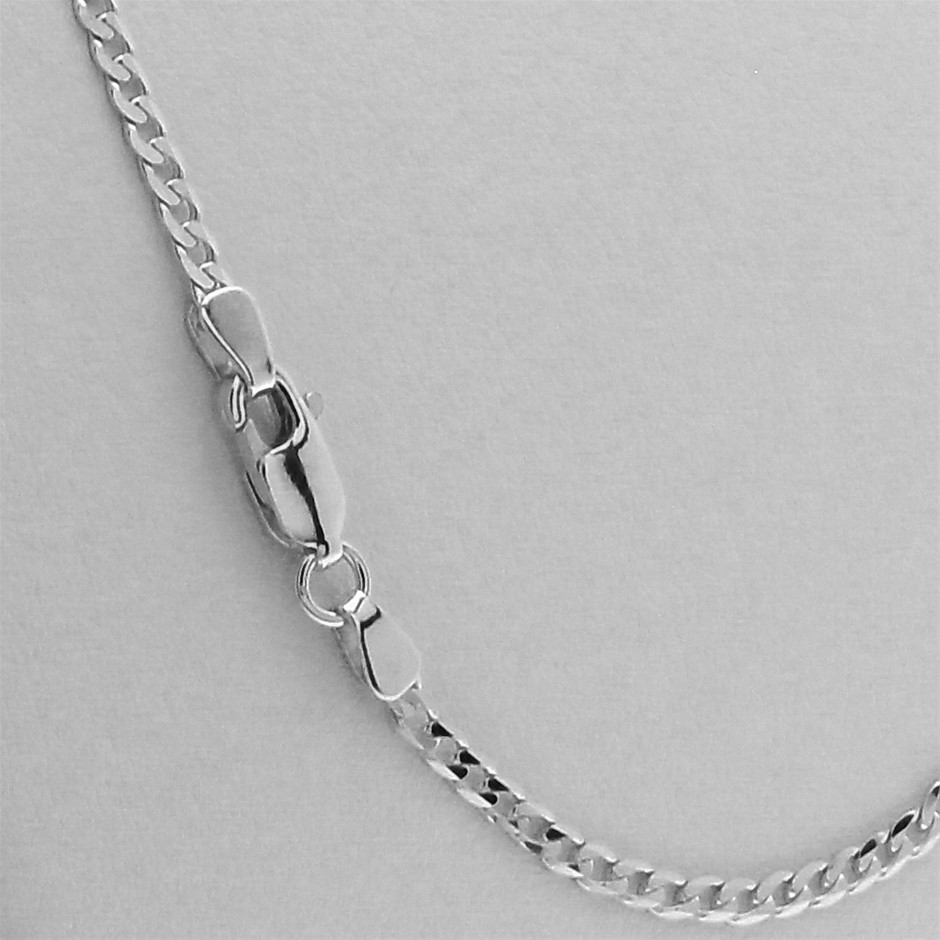 Genuine Italian 9 Karat white Gold 45 cm solid link chain necklace(080GPDE)