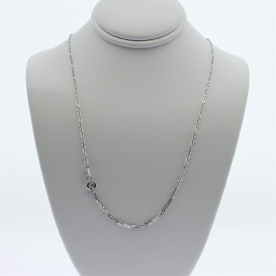 Genuine Italian 9 Karat white Gold 45 cm chain necklace(040FADQ1+5)