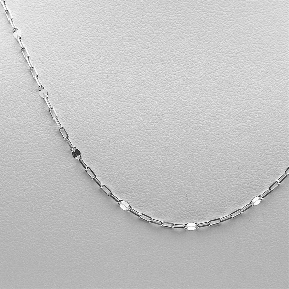 Genuine Italian 9 Karat white Gold 55 cm solid chain necklace(FLUDBC1+5)