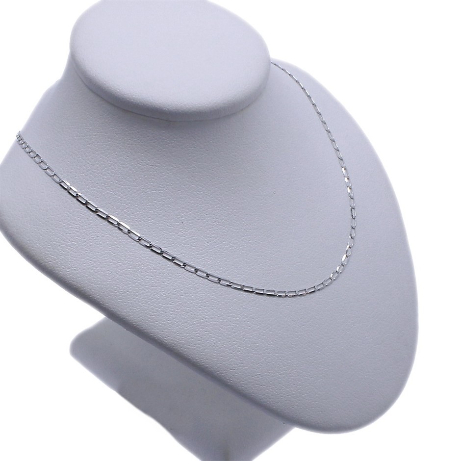 Genuine Italian 9 Karat white Gold 60 cm flat link chain necklace GRXPDE040