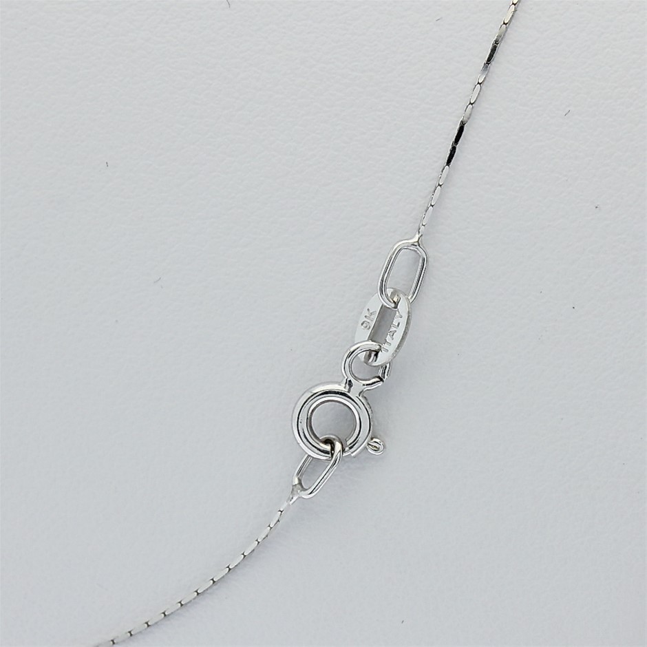 Genuine Italian 9 Karat white Gold 60 cm fine chain necklace(025-CBQD)