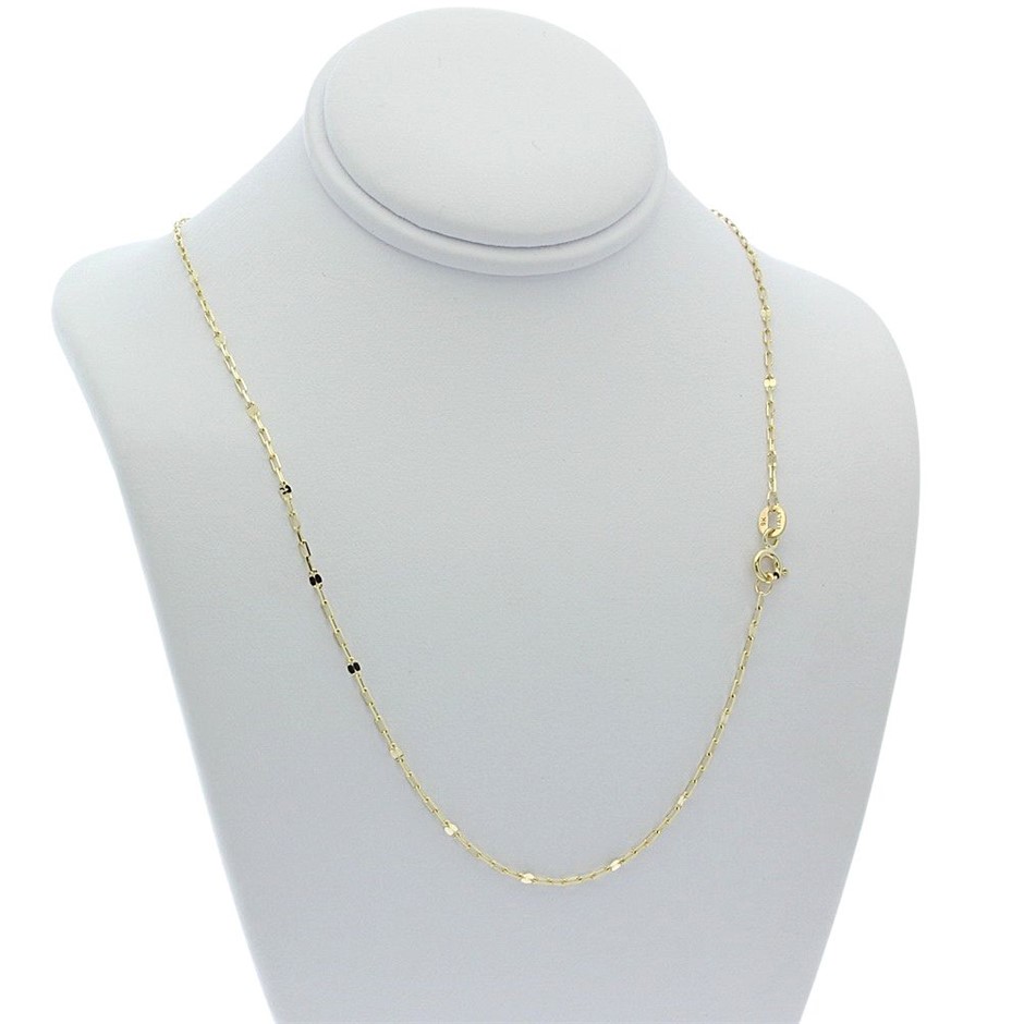 Genuine Italian 9 Karat yellow Gold 60 cm chain necklace  (FLUDBC1+5)
