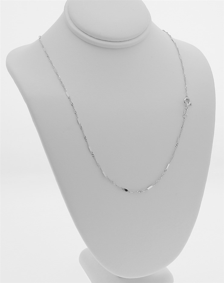 Genuine Italian 9 Karat white Gold 80 cm  chain necklace(G2SIN-022)