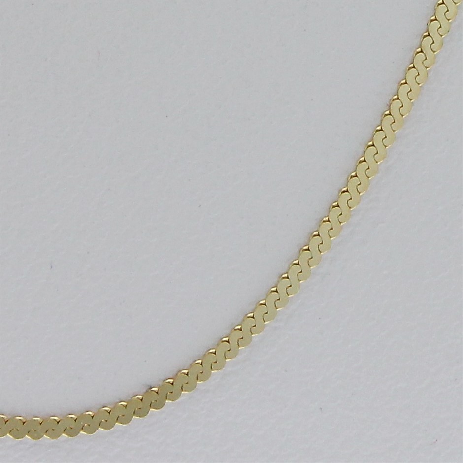 Genuine Italian 9 Karat yellow Gold 50 cm flat snake chain necklaceSEPD-030