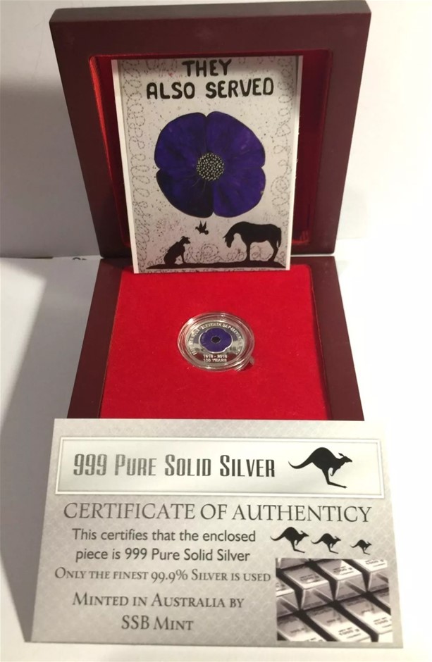 2018 100 Years Of Armistice Purple Poppy 1/10th OZ (Approx) 999 Pure Coin