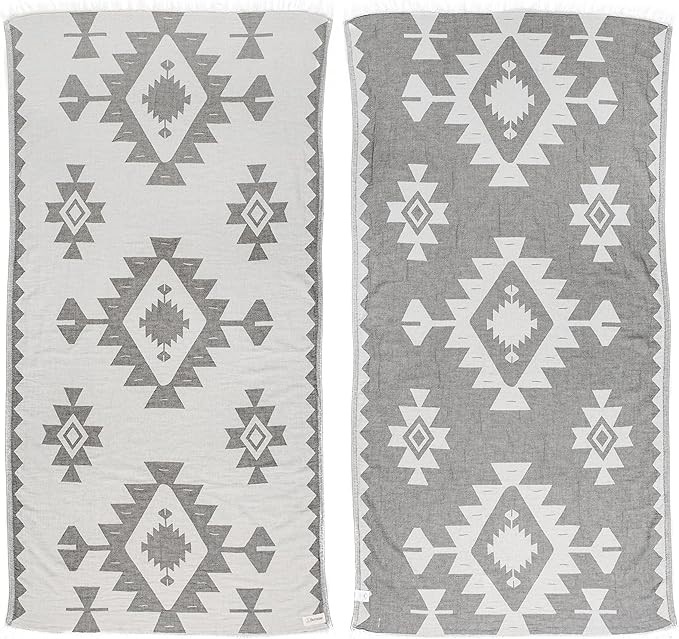 BERUSE 100% Cotton Palenque Dual-Layer Handloom Turkish Towel , 99 × 180 cm