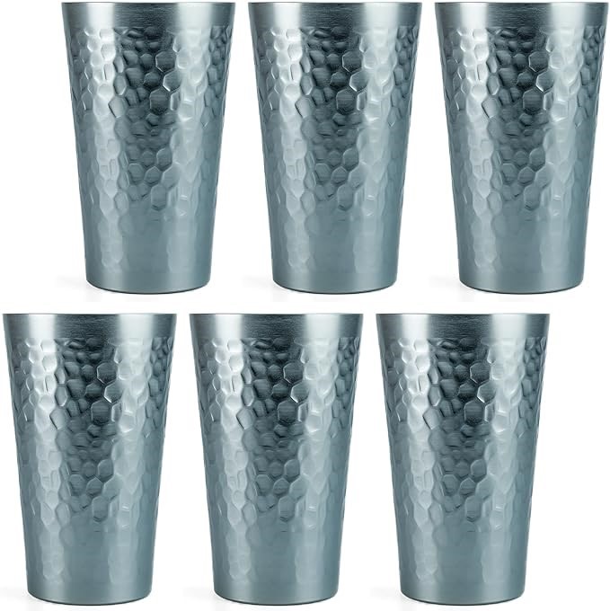 ARORA 6pc Hammered Tumbler, Gray.
