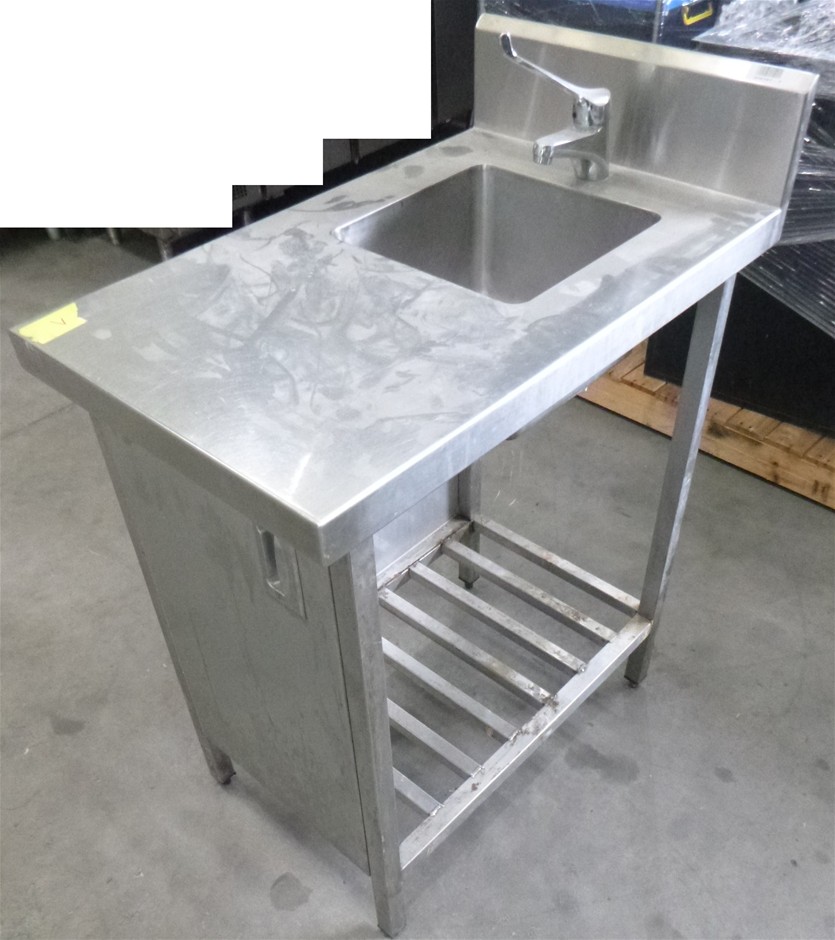 Stainless Steel Bench With Sink & Cupboard