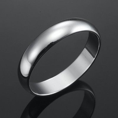 Rhodium Plated Men's Band Ring (5mm) - US Size 11