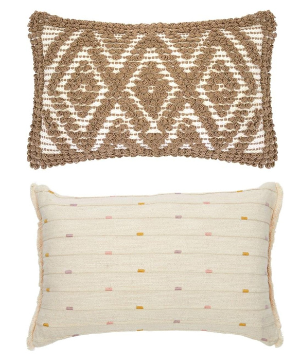 2 x Assorted Cushions Including TAKODA Cotton Cushion & EMMALINE Rectangle