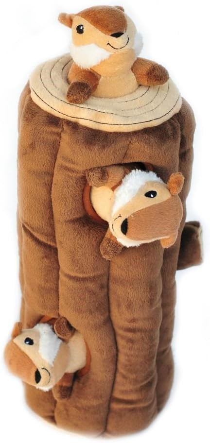 2 X ZIPPYPAWS Zippy Burrow Log Chipmunks, 14 x 6 x 6 in, Brown.
