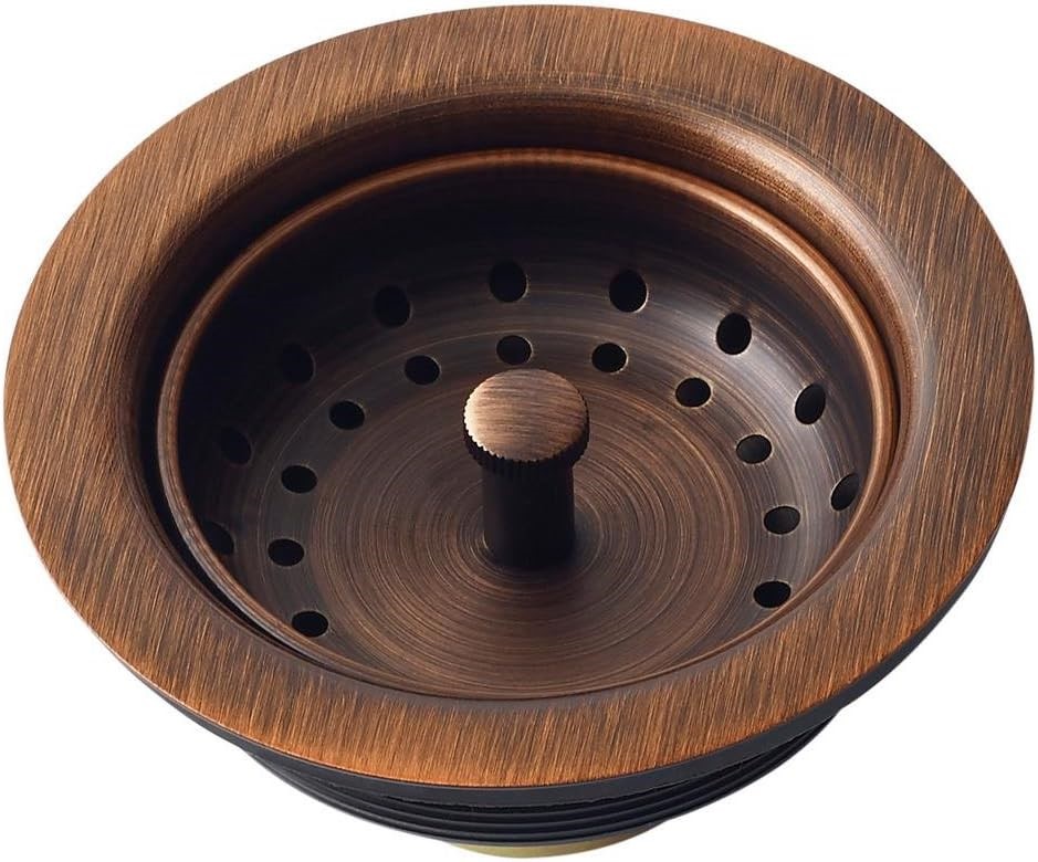 SINKOLOGY Kitchen Sink Basket Strainer Drain TB35-01, Antique Copper.