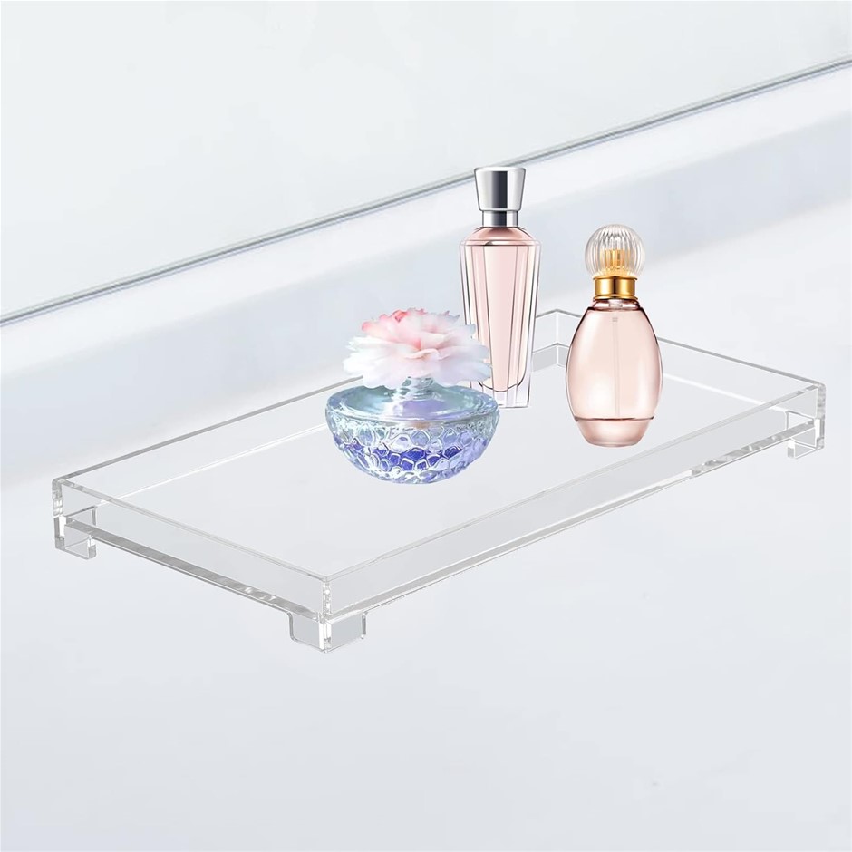 DELIPPLY Vanity Bathroom Tray, Acrylic Rectangle Decorative Catchall Organi