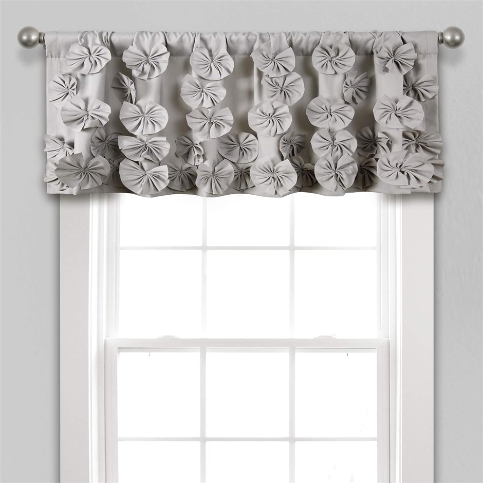 x2 LUSH DECOR Riley Window Valance - Charming Handmade Bow Details - Elegan