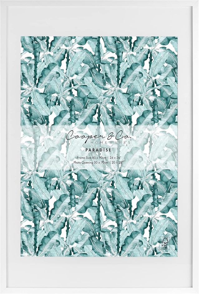 COOPER & CO. 60x90cm Matt to 50x70cm White Premium Paradise Wooden Photo Fr