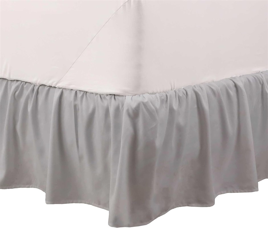 MARTEX Dust Ruffle Solid 15-inch Drop Queen Bed Skirt, Grey