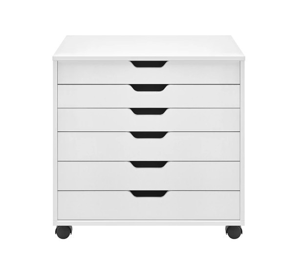OVELA Alice Wide Mobile Office Drawers, 67 x 48 x 66cm, White.