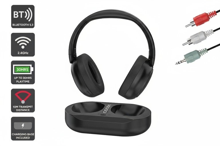 Kogan Wireless TV Headphones with Charging Dock