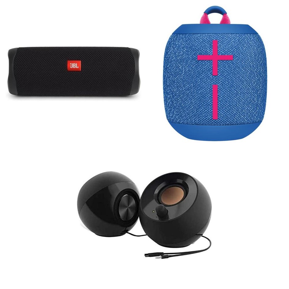 3 x Assorted Audio Speakers. Incl: 1 x JBL Flip 5, 1 x Ultimate Ears WONDER